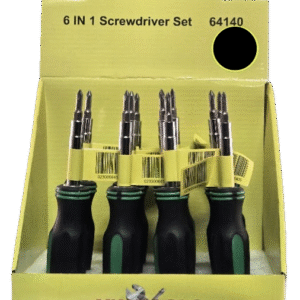 6 In 1 Rubber Handle Screwdriver, 12 per Display - Image 3