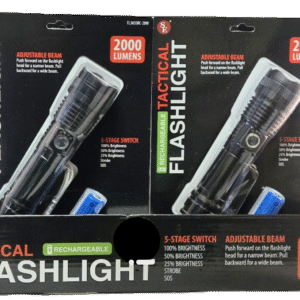 2000 Lumen Rechargeable Focus Black Flashlight, 10 per Display - Image 2