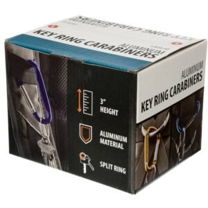60-Piece Display: Aluminum Key Ring Carabiners - 3-1/4" x 8mm, Assorted Colors - Image 3