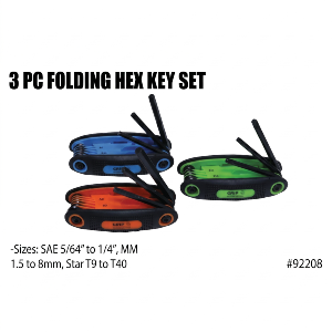 3 Pc. Folding Hex Key Set
