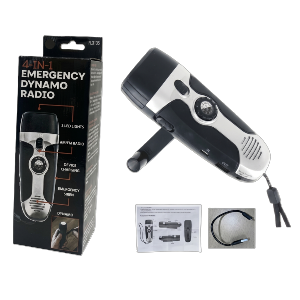 5.5 Inch 4-IN-1 Emergency Dynamo AM/FM Radio With Phone Charger & Lanyard