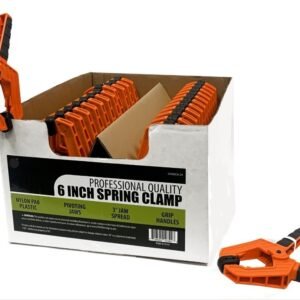 6-Inch Nylon PA6 Plastic Professional Spring Clamps - Orange Color, 24 per Display - Image 1