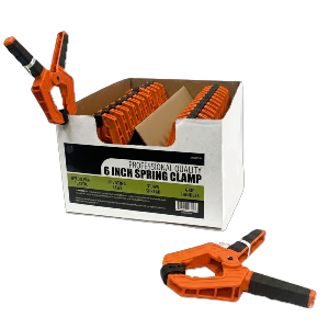 6-Inch Nylon PA6 Plastic Professional Spring Clamps - Orange Color, 24 per Display