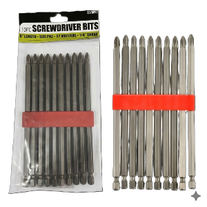 10Pc Set-6" Phillips #2 Screwdriver Bits, S2, Sold in Units of 5