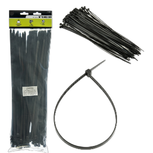 100-piece set of 16" x 7.9MM Black Cable Ties in Bag ,120 LBS Tensile Strength, UL Approved, Sold in Units of 10