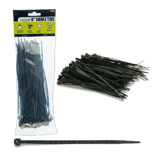 100-Piece Set- 8"x3.6MM Black Cable Ties in Bag: 30 LBS Tensile Strength, UL Approved, Sold in Units of 24