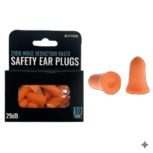 10-Pair Ear Plug Box - Bell Shape, 29 DB Rated, PU Material, Orange. EPA Approved, Sold in Units of 12