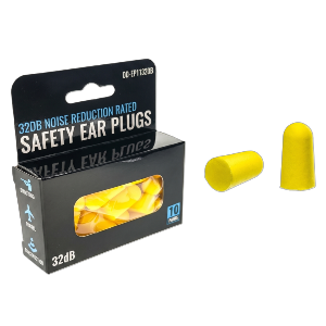 10-Pair Ear Plug Box - Bullet Shape, 32 DB Rated, PU Material, Yellow, EPA Approved, Sold in Units of 12