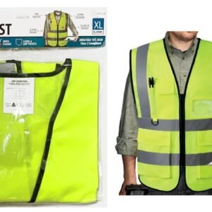 High-Visibility Neon Lime Green Safety Vest, 26" X 28.3/4", 2" Reflective Strips, XL Large Size (ANSI/ISEA 107-2020 Class 2), Sold in Units of 10 - Image 1