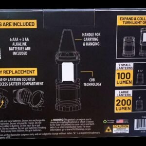 3-Watt 200/100 Lumen Collapsible Camping Lanterns with Handles, 2 Small and 1 Big, Alkaline Batteries Included, 3 Pc. Set, Sold in Units of 12 - Image 6