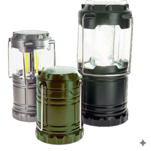 3-Watt 200/100 Lumen Collapsible Camping Lanterns with Handles, 2 Small and 1 Big, Alkaline Batteries Included, 3 Pc. Set, Sold in Units of 12 - Image 3