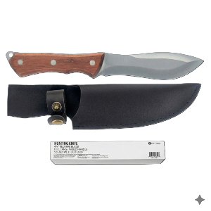 9"/4.25" Fixed Recurve Blade Full Tang wood handle Hunting Knife with Sheath and Belt Loop, Sold in Units of 4