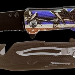 8"/ 3.50" Blade Spring-Assisted Pocket Knife with USA & Confederate Flag Design, Seatbelt Cutter, Window Breaker & Pocket Clip, Sold in Units of 12 - Image 1