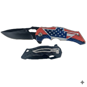 8"/ 3.25" Blade Spring-Assisted Pocket Knife with USA Flag Design Handle with Pocket Clip, Sold in Units of 4
