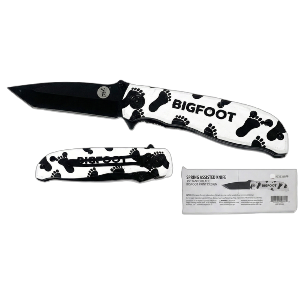 4"/ 7.25" Spring Assisted Bigfoot Feet Design Tanto Point Pocket Knife with Clip, Sold in Units of 4