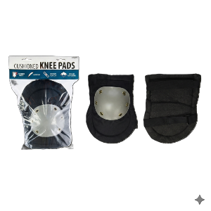 2Pc Cushioned Knee Pads with Heavy Duty Plastic Caps (6-3/4"X9.3/4), Sold in Units of 5