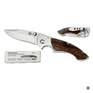 3 1/4" Frame Lock Clip Point Titanium Coated Blade with Rosewood Handle Pocket Knife & Pocket Clip, Sold in Units of 4