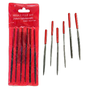6-piece Fine Cut Needle File Set with Dipped Handle (2MM X 100MM), Sold in Units of 10