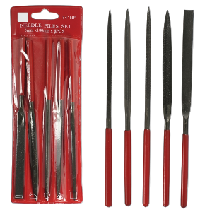 5-Piece Set: 7" Medium Cut Needle Files with Dipped Handle (5mm x 180mm), Sold in Units of 10