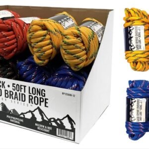 50' x 1/2" Thick Diamond Braid Polypropylene Rope - 800 lbs. Breaking Strength / 260 lbs. Working Load, ,12 per Display - Image 1