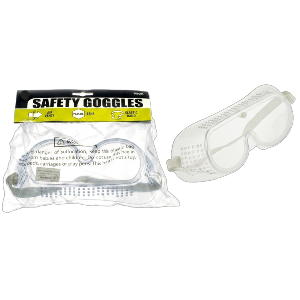 Safety Goggles with Adjustable Elastic Headband, Built-in Vents, Poly Bag with Header Card, Sold in Units of 12