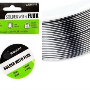 Solder with Flux, 100 gm 1 mm Dia, SN Stanium (Tin) 40%, PB Lead 60%, Sold in Units of 24 - Image 1