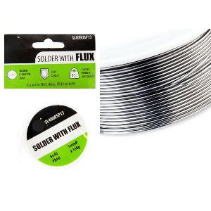 Solder with Flux, 100 gm 1 mm Dia, SN Stanium (Tin) 40%, PB Lead 60%, Sold in Units of 24