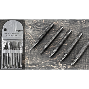 5Pc Carbon Steel Center Punch Set in a Reusable Nylon Pouch, Sizes: 1/16", 1/8", 5/32", 3/16" & 1/4", Sold in Units of 12