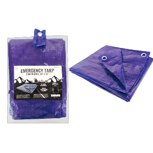 10'x12' Blue Tarp with 26 Metal Grommets, 50 GSM Poly Woven Plastic, Sold in Units of 24