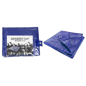 6' x 8' Blue Tarp With 12 Metal Grommets, 50 GSM Poly Woven Plastic, Sold in Units of 36