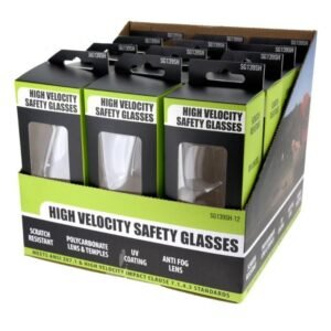 ANSI Z87.1 High Velocity Impact Clause 7.1.4.3 Standards Safety Glasses, Scratch Resistant-UV Coating-Anti Fog Lens, 12 per Display - Image 1